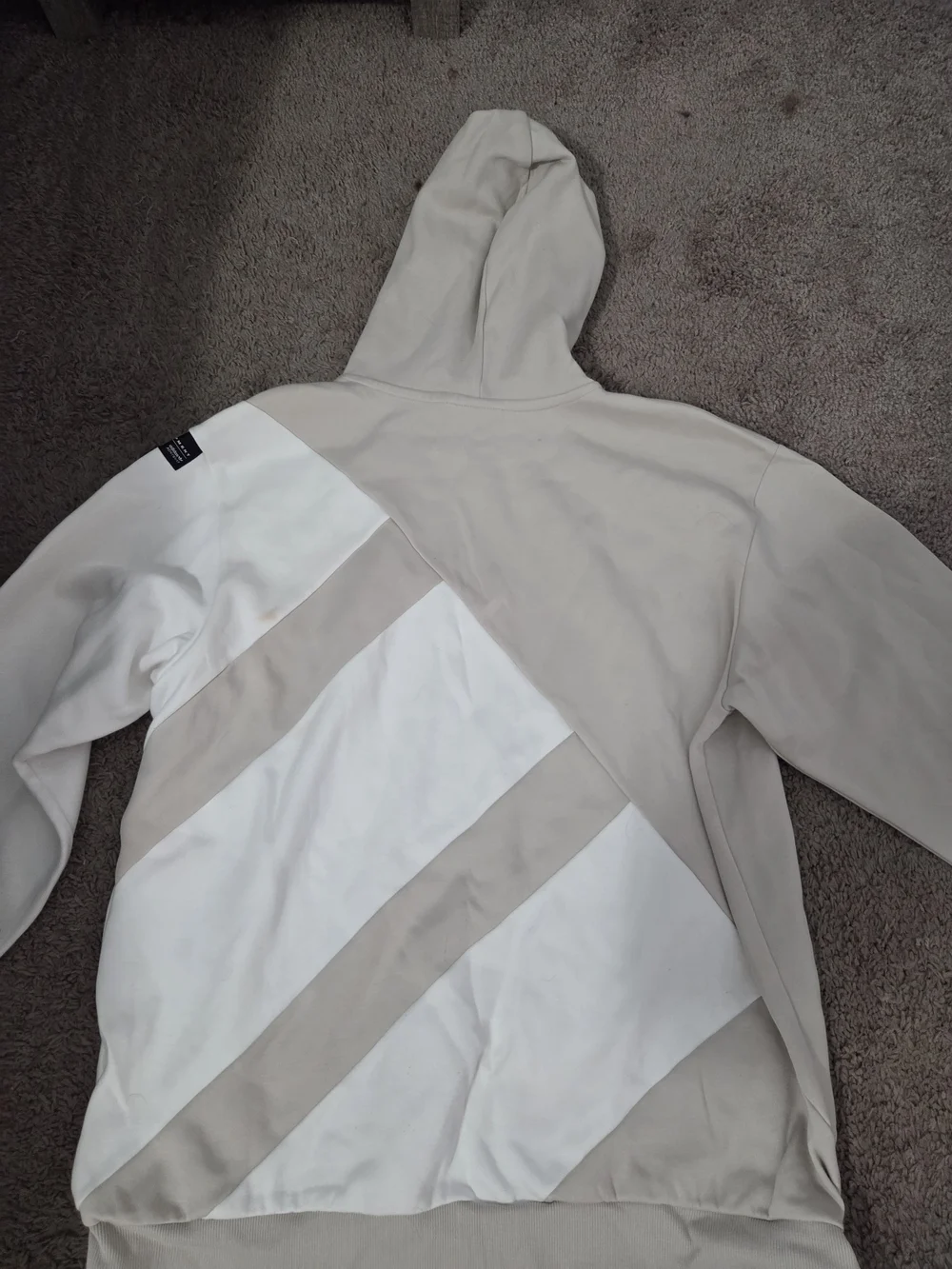 adidas Light Beige & White Colorblock Pullover Hoodie